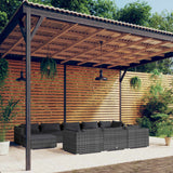 vidaXL 9-delige Loungeset met kussens poly rattan zwart