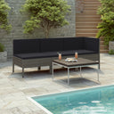 vidaXL 3-delige Loungeset met kussens poly rattan bruin