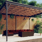 vidaXL 9-delige Loungeset met kussens poly rattan zwart