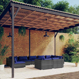 vidaXL 9-delige Loungeset met kussens poly rattan zwart