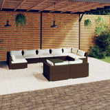 vidaXL 9-delige Loungeset met kussens poly rattan zwart
