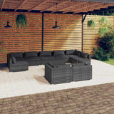 vidaXL 9-delige Loungeset met kussens poly rattan zwart