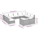 vidaXL 9-delige Loungeset met kussens poly rattan zwart