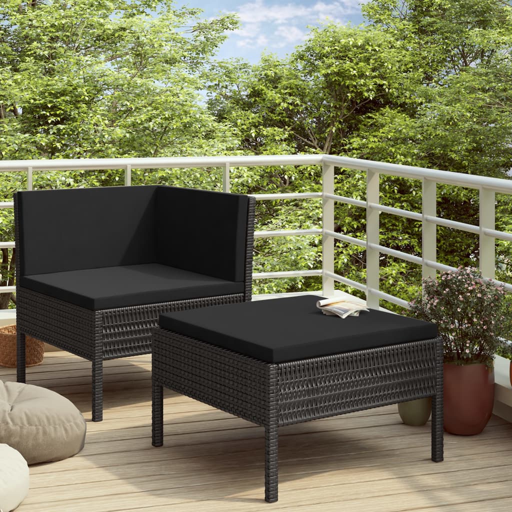 vidaXL 2-delige Loungeset met kussens poly rattan bruin