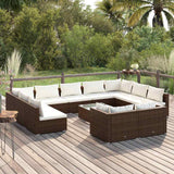 vidaXL 9-delige Loungeset met kussens poly rattan zwart
