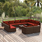 vidaXL 9-delige Loungeset met kussens poly rattan zwart