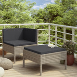 vidaXL 2-delige Loungeset met kussens poly rattan bruin