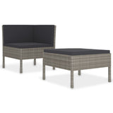 vidaXL 2-delige Loungeset met kussens poly rattan bruin