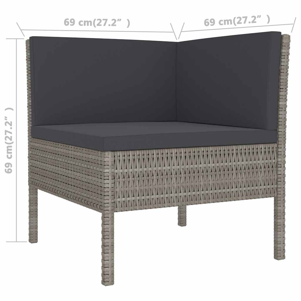vidaXL 2-delige Loungeset met kussens poly rattan bruin