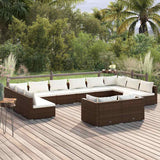 vidaXL 9-delige Loungeset met kussens poly rattan zwart