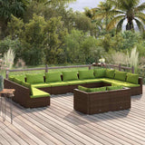 vidaXL 9-delige Loungeset met kussens poly rattan zwart