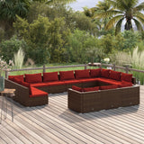 vidaXL 9-delige Loungeset met kussens poly rattan zwart