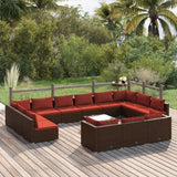 vidaXL 9-delige Loungeset met kussens poly rattan zwart