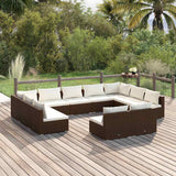 vidaXL 9-delige Loungeset met kussens poly rattan zwart