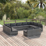 vidaXL 9-delige Loungeset met kussens poly rattan zwart