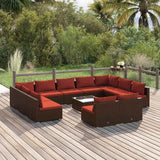 vidaXL 9-delige Loungeset met kussens poly rattan zwart