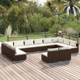vidaXL 9-delige Loungeset met kussens poly rattan zwart