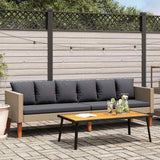 vidaXL 3-Seater Garden Bench with Cushions Poly Rattan Beige