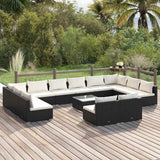 vidaXL 9-delige Loungeset met kussens poly rattan zwart