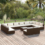vidaXL 9-delige Loungeset met kussens poly rattan zwart