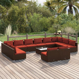 vidaXL 9-delige Loungeset met kussens poly rattan zwart