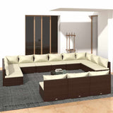 vidaXL 9-delige Loungeset met kussens poly rattan zwart
