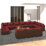 vidaXL 9-delige Loungeset met kussens poly rattan zwart
