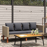 vidaXL 3-Seater Garden Bench with Cushions Poly Rattan Beige