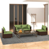 vidaXL 4-delige Loungeset met kussens poly rattan zwart