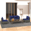 vidaXL 4-delige Loungeset met kussens poly rattan zwart
