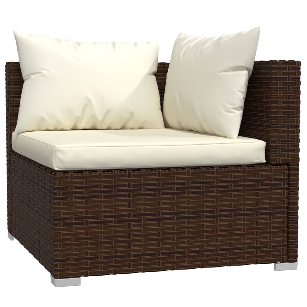 vidaXL 4-delige Loungeset met kussens poly rattan zwart