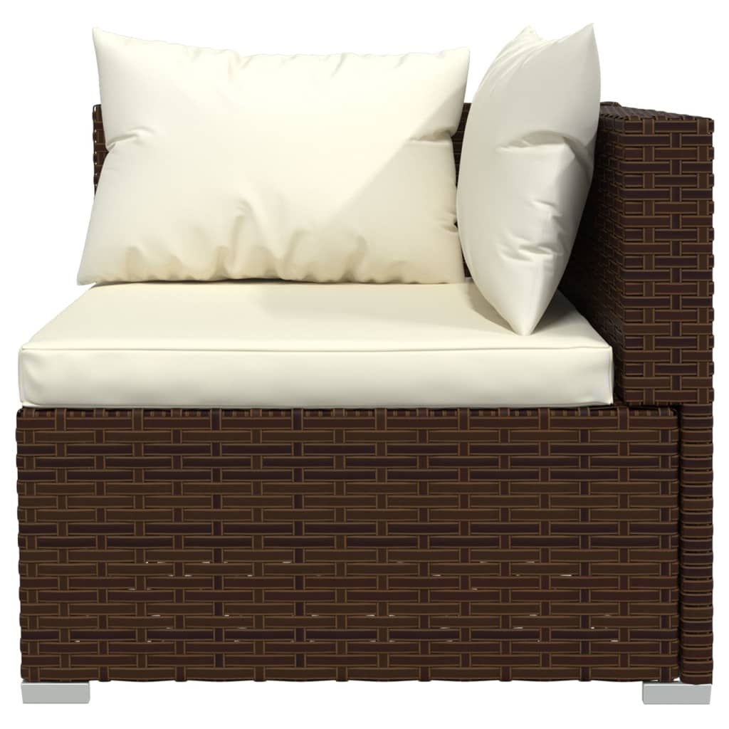 vidaXL 4-delige Loungeset met kussens poly rattan zwart