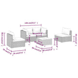 vidaXL 4-delige Loungeset met kussens poly rattan zwart