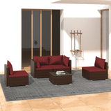 vidaXL 4-delige Loungeset met kussens poly rattan zwart
