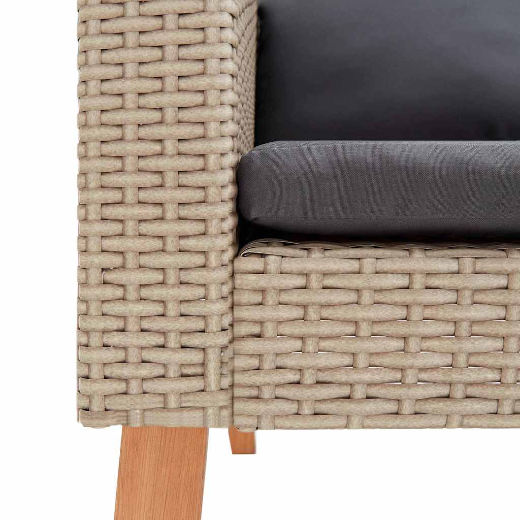 vidaXL 3-delige Loungeset met kussens poly rattan beige