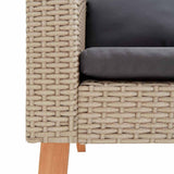 vidaXL 3-delige Loungeset met kussens poly rattan beige