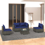 vidaXL 4-delige Loungeset met kussens poly rattan zwart