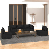 vidaXL 4-delige Loungeset met kussens poly rattan zwart
