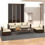 vidaXL 4-delige Loungeset met kussens poly rattan zwart