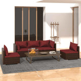 vidaXL 4-delige Loungeset met kussens poly rattan zwart