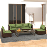 vidaXL 4-delige Loungeset met kussens poly rattan zwart