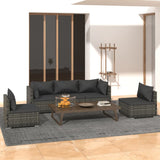 vidaXL 4-delige Loungeset met kussens poly rattan zwart