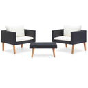 vidaXL 3-delige Loungeset met kussens poly rattan beige