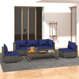 vidaXL 4-delige Loungeset met kussens poly rattan zwart