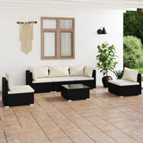 vidaXL 4-delige Loungeset met kussens poly rattan zwart