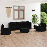vidaXL 4-delige Loungeset met kussens poly rattan zwart