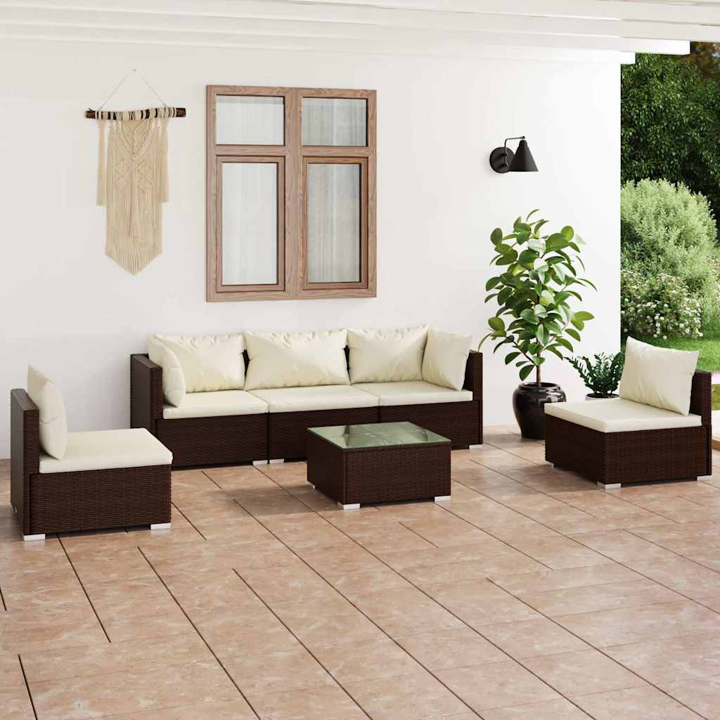 vidaXL 4-delige Loungeset met kussens poly rattan zwart