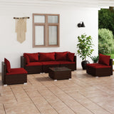 vidaXL 4-delige Loungeset met kussens poly rattan zwart