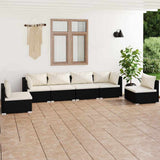 vidaXL 4-delige Loungeset met kussens poly rattan zwart