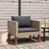 vidaXL 3-Seater Garden Bench with Cushions Poly Rattan Beige